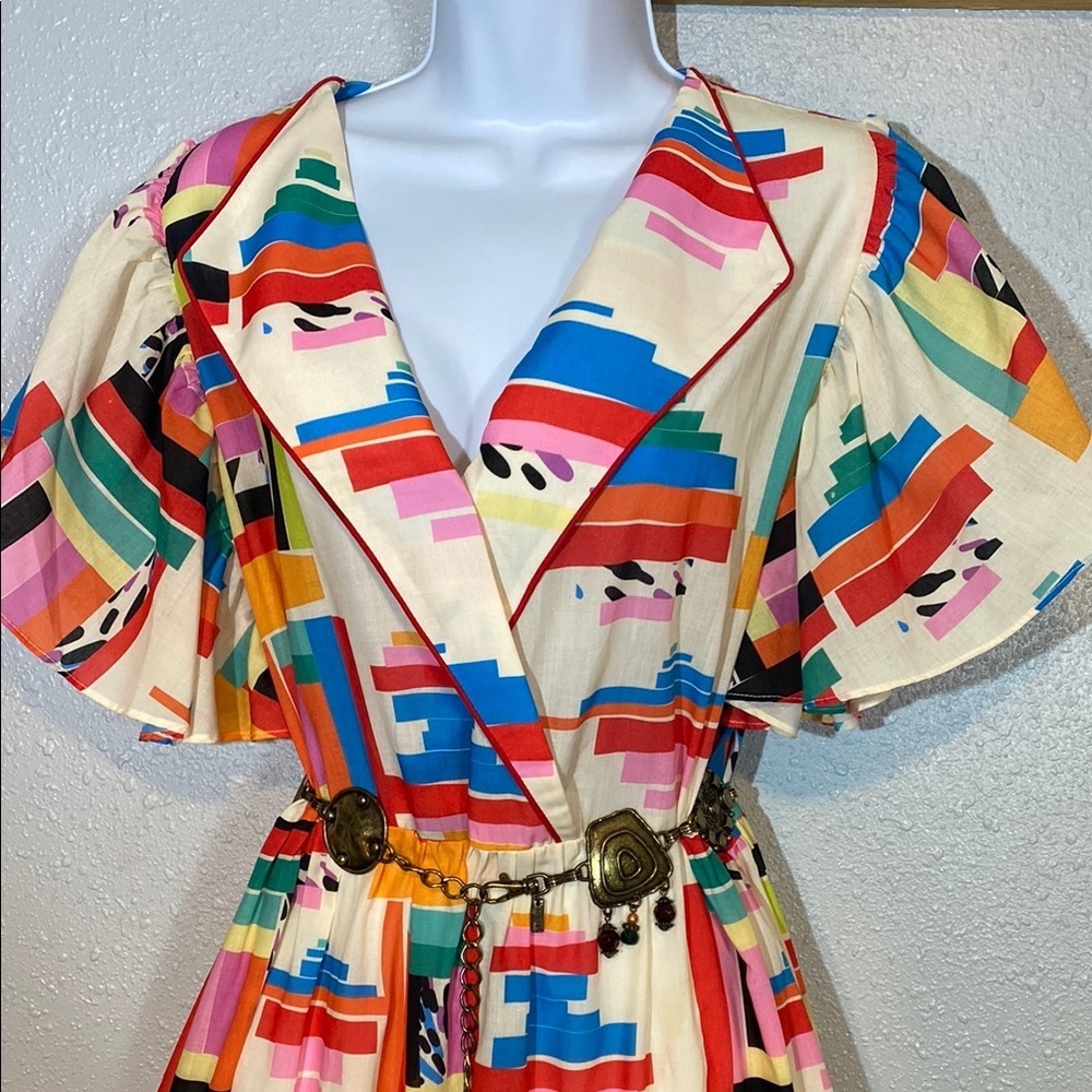 Karavan Athens Multi-Color Flutter Sleeve Midi Su… - image 3